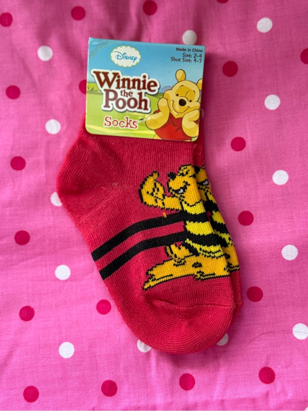 Winnie The Pooh Pink Kids Socks Size 2-4 Shoe Size 4-7 New